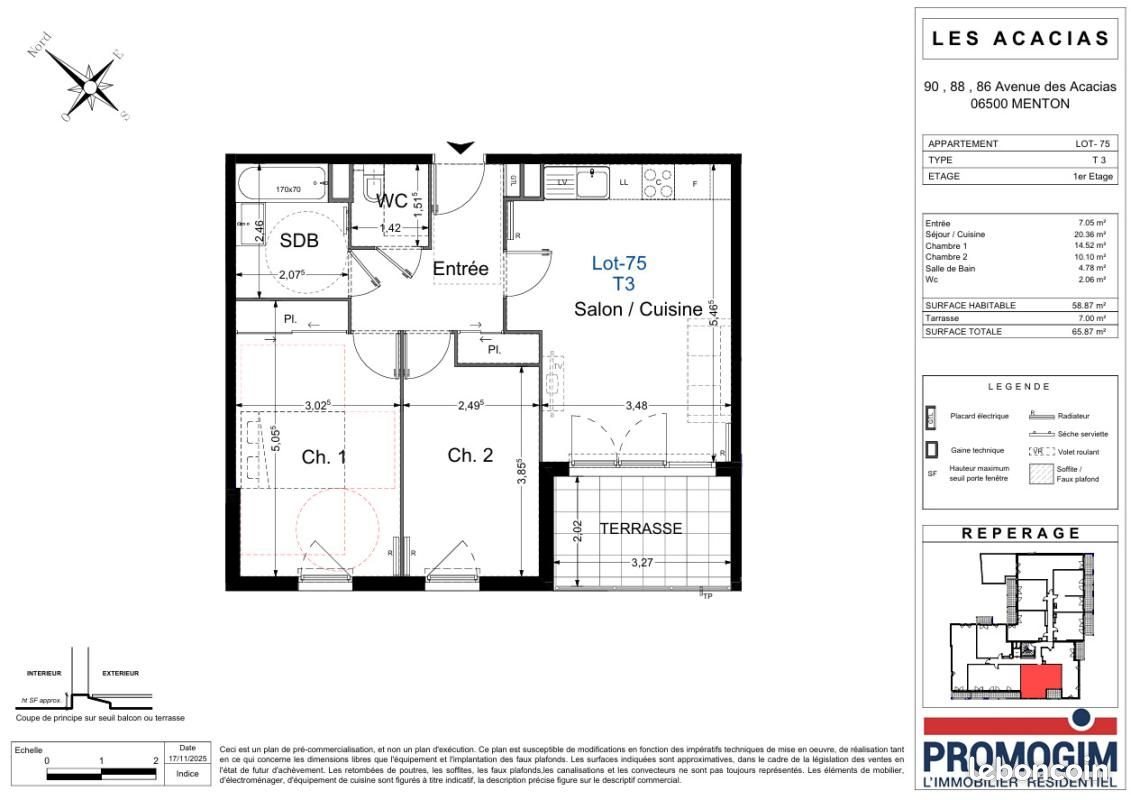 Appartement à louer, 58m², Menton
