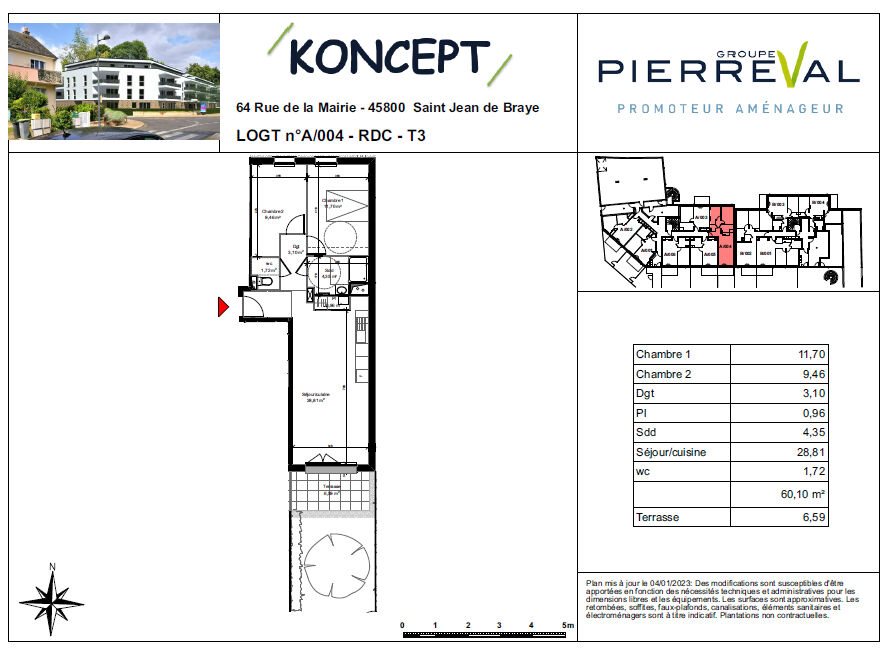 Appartement à louer, 60m², Saint-Jean-de-Braye