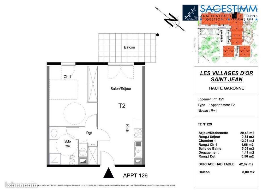 Appartement à louer, 43m², Saint-Jean