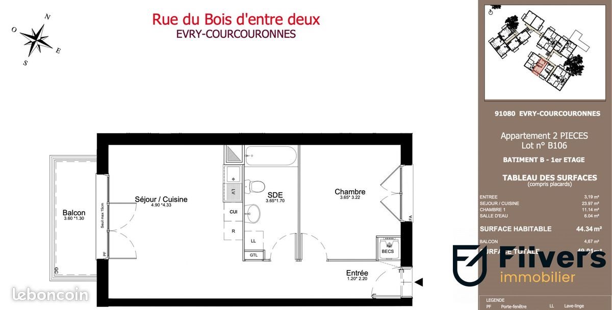 Appartement à vendre, 45m², Évry-Courcouronnes