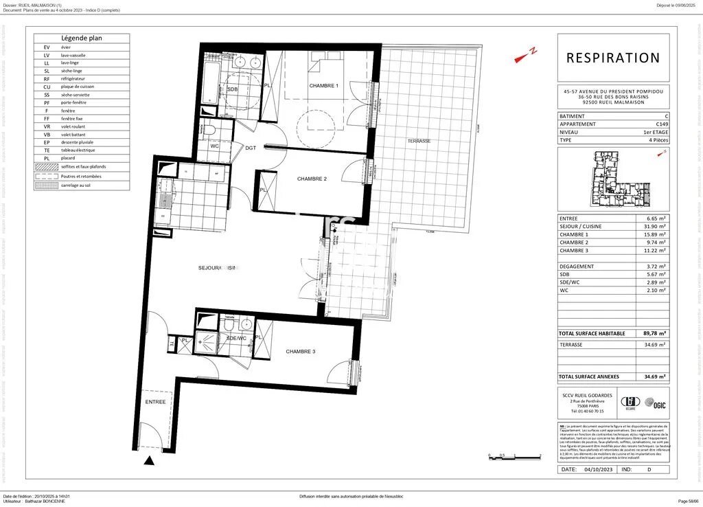Appartement à vendre, 89m², Rueil-Malmaison