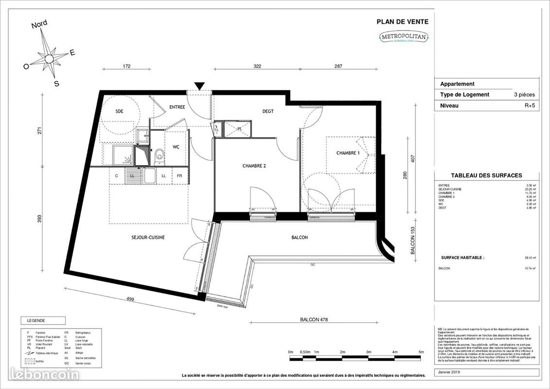 Appartement à vendre, 59m², Aubervilliers