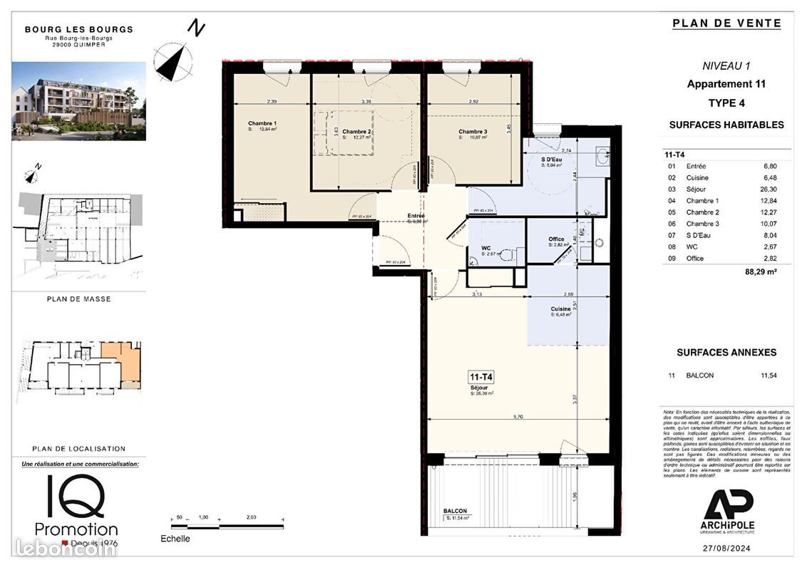 Appartement à vendre, 88m², Quimper