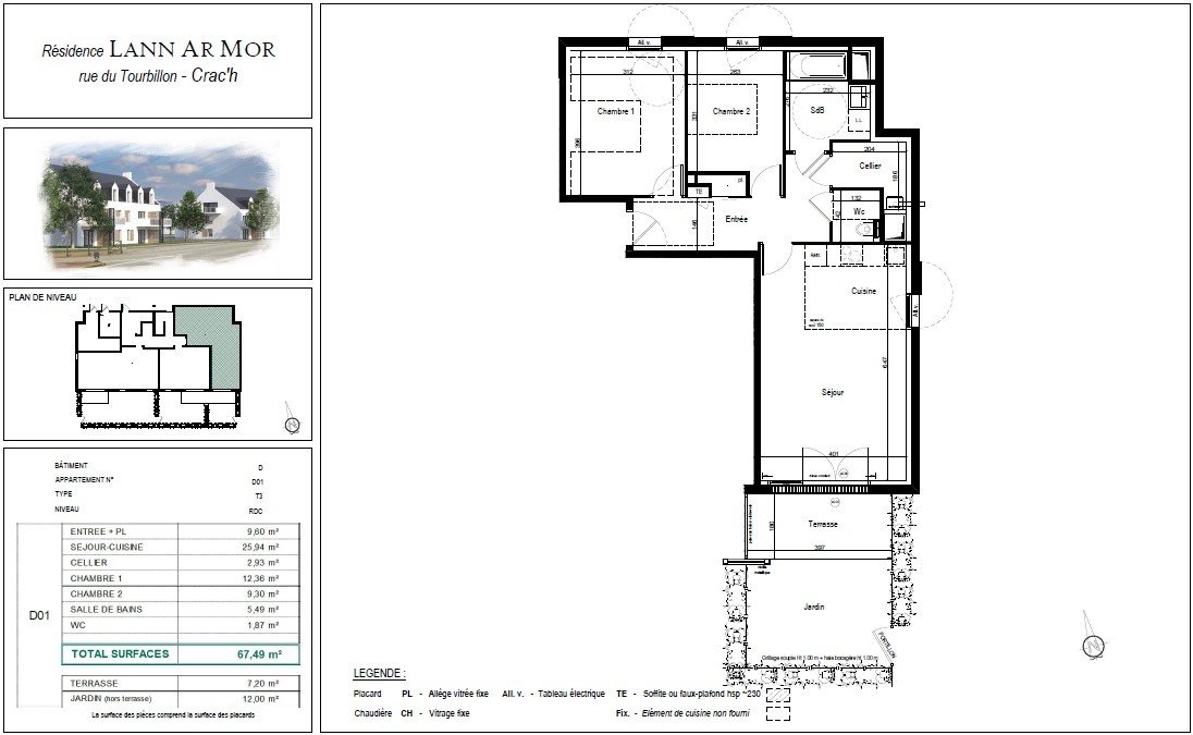 Appartement à vendre, 67m², Crac'h