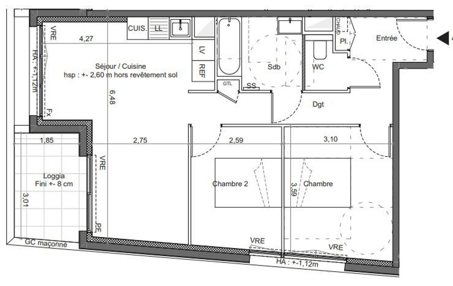Appartement à vendre, 59m², Mérignac