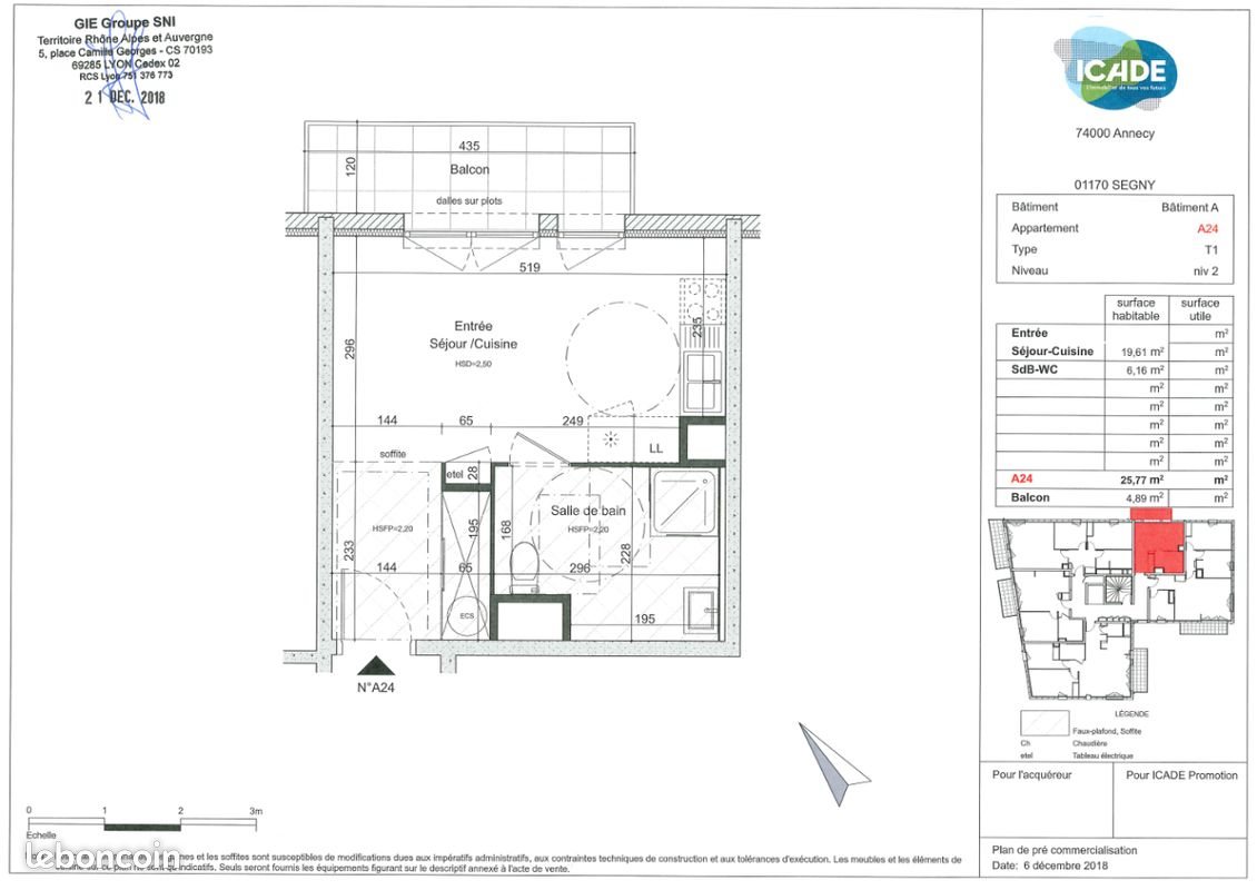Appartement à louer, 26m², Ségny