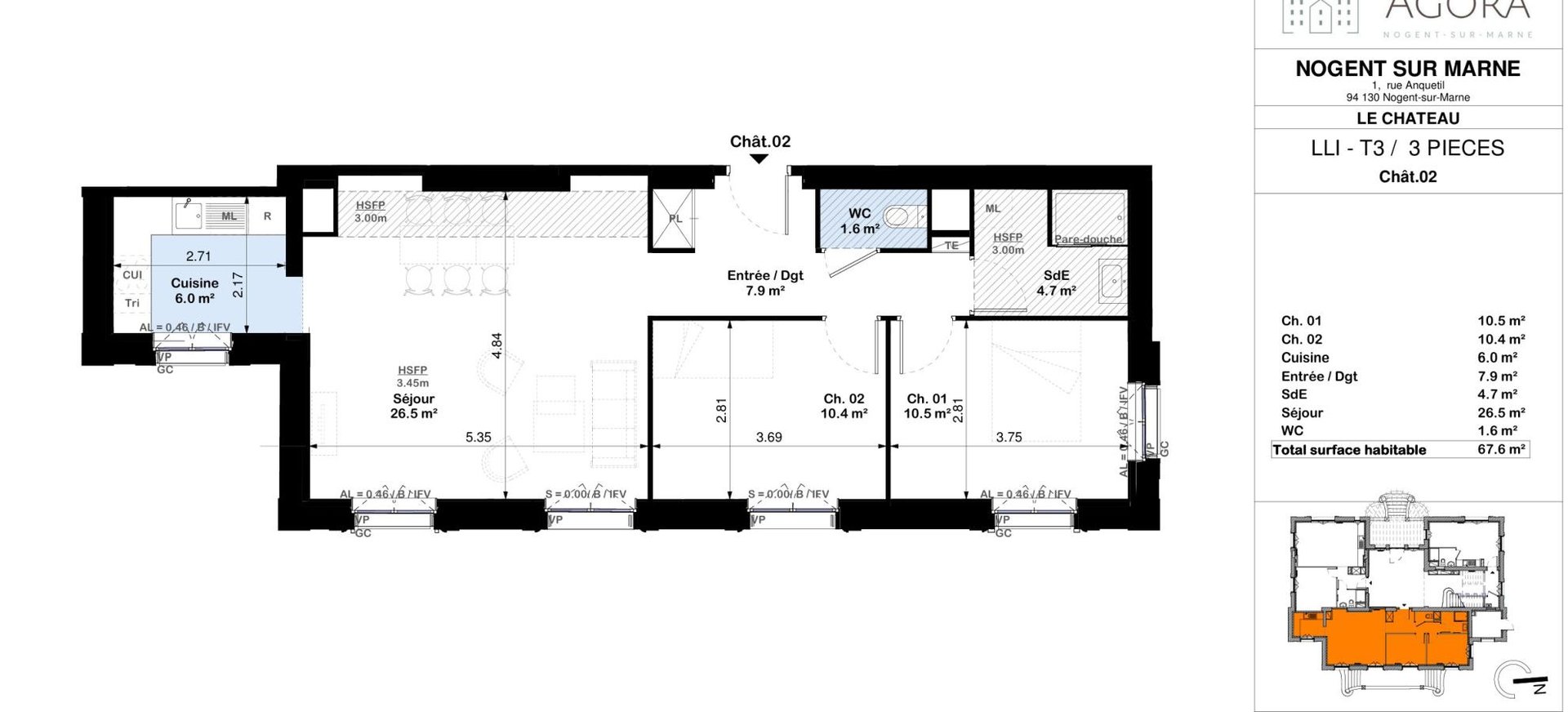 Appartement à louer, 68m², Nogent-sur-Marne
