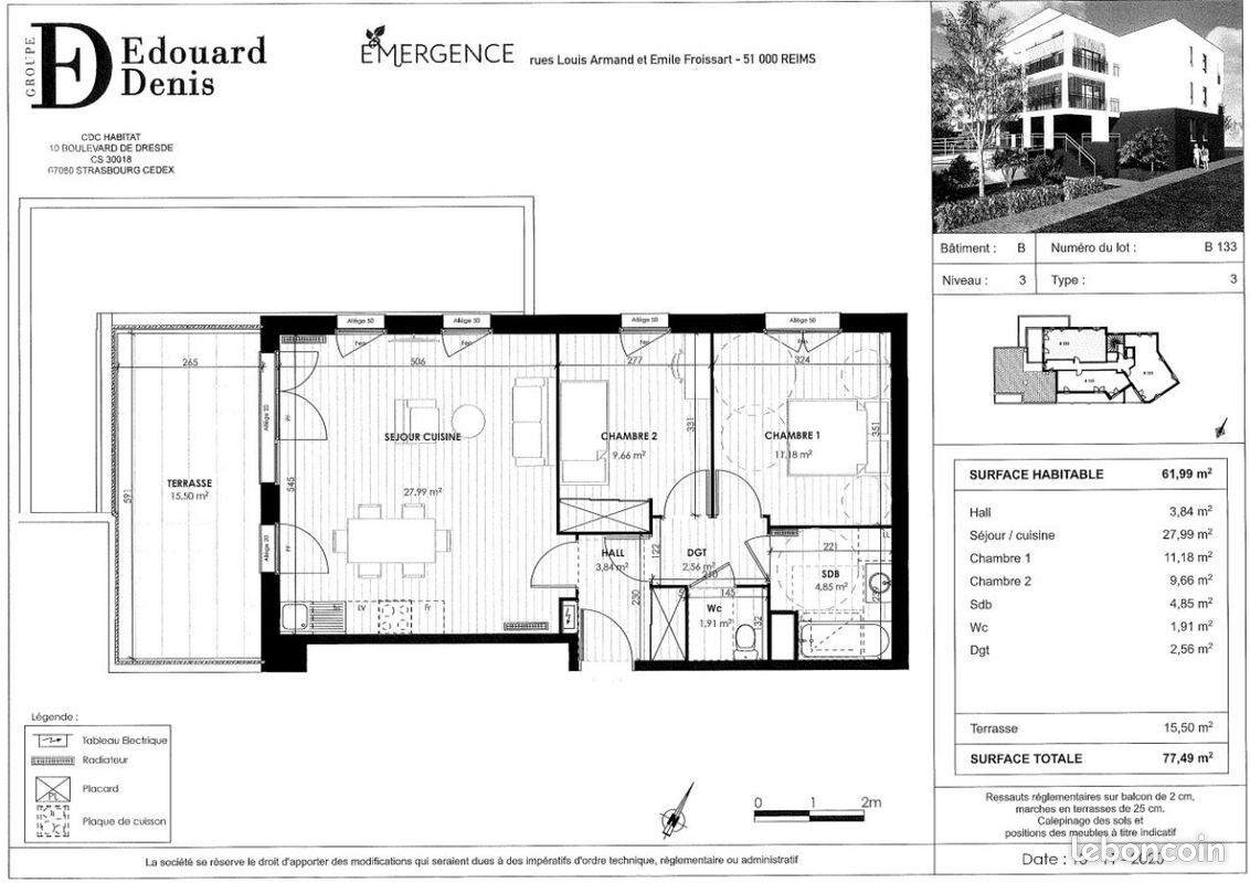 Appartement à louer, 62m², Reims