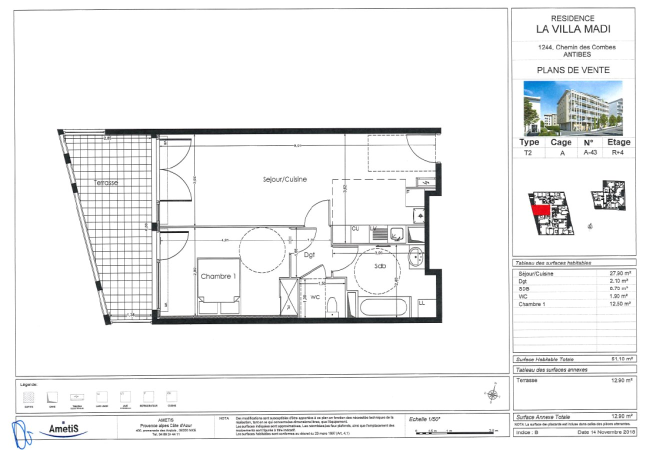 Appartement à louer, 51m², Antibes
