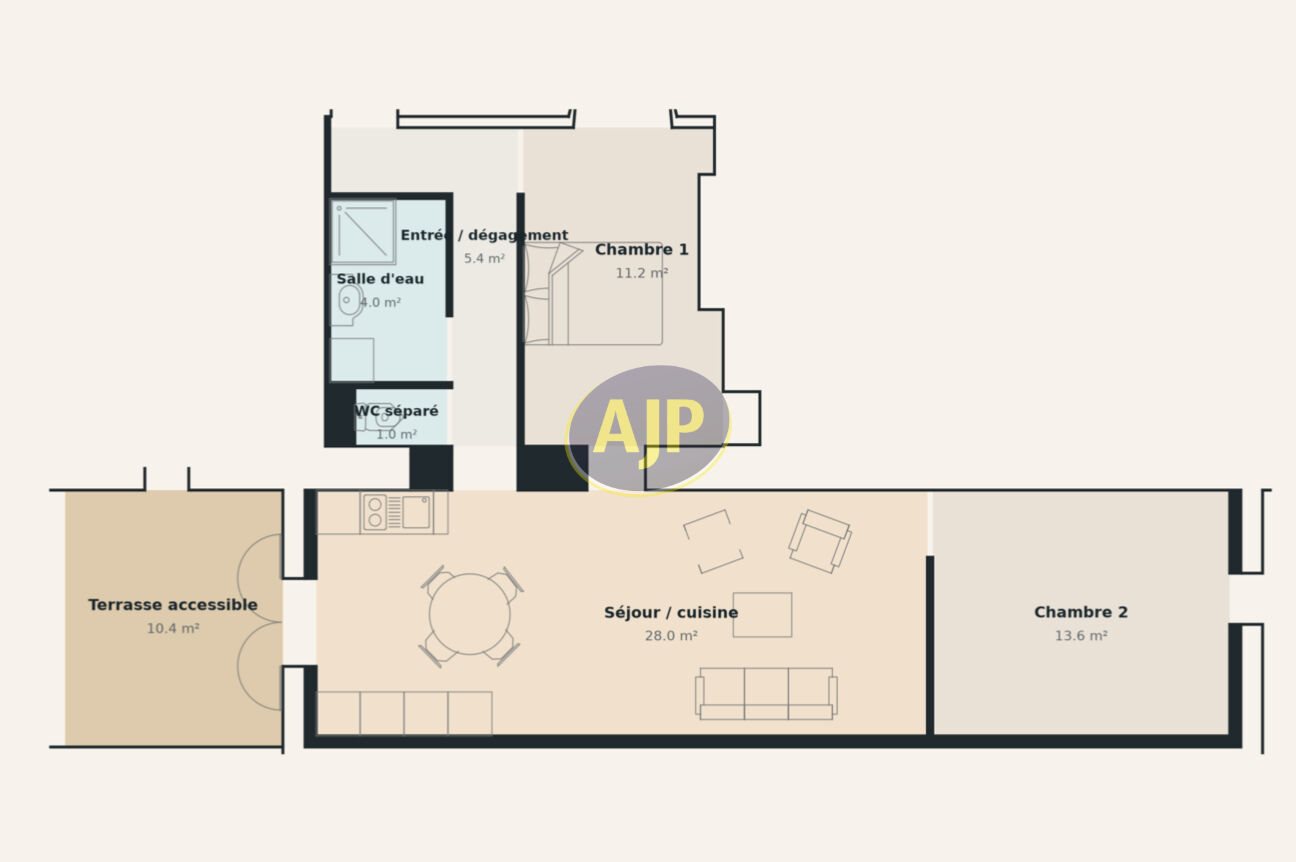Appartement à vendre, 64m², Bordeaux