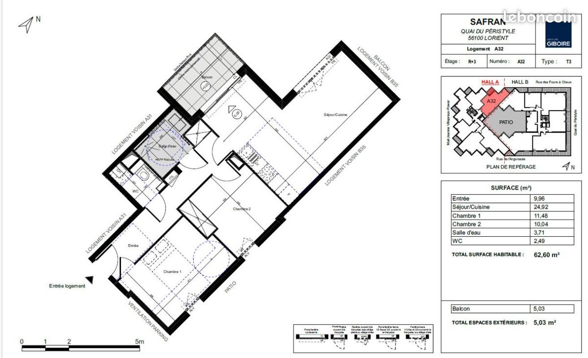 Appartement à louer, 62m², Lorient