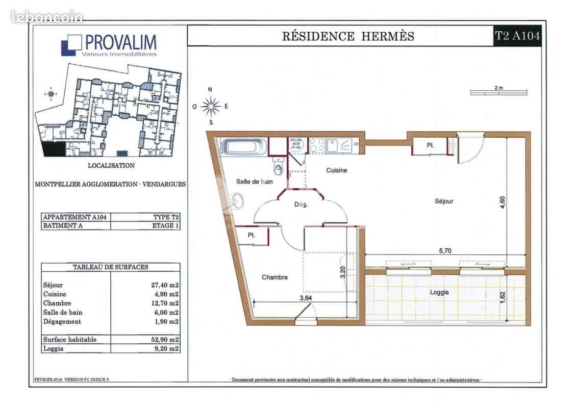 Appartement à louer, 53m², Vendargues