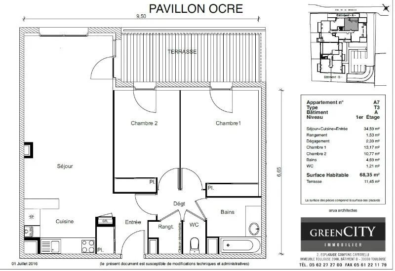 Appartement à louer, 68m², Cugnaux