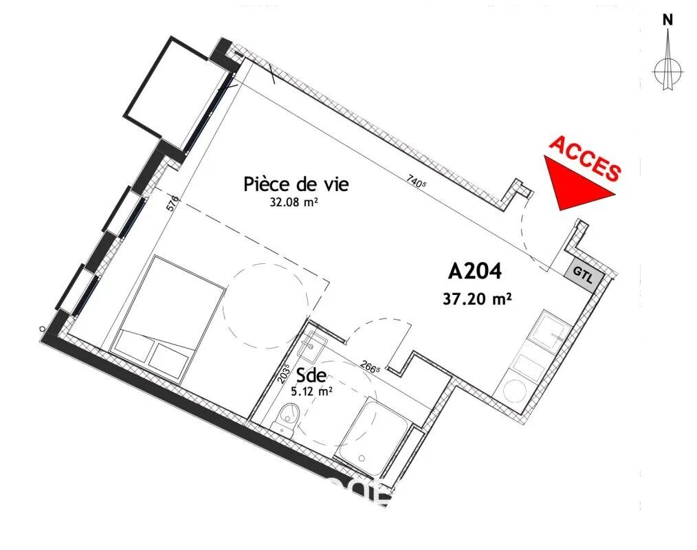 Appartement à vendre, 37m², Gentilly