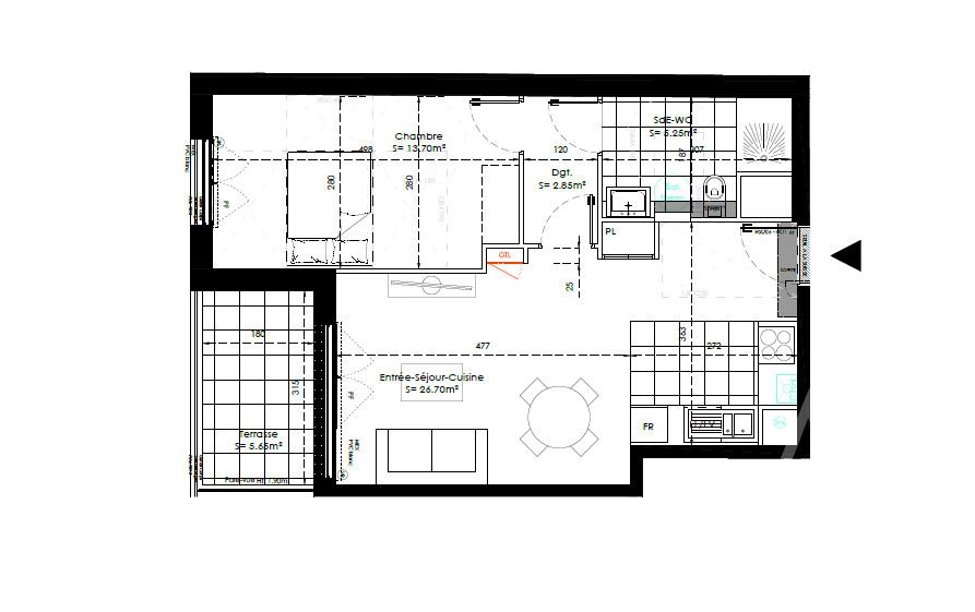 Appartement à vendre, 48m², Sainte-Geneviève-des-Bois