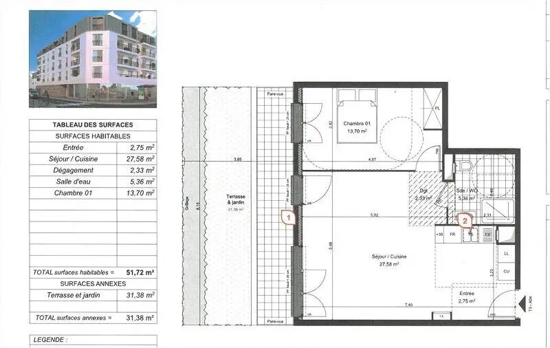 Appartement à louer, 51m², Paray-Vieille-Poste