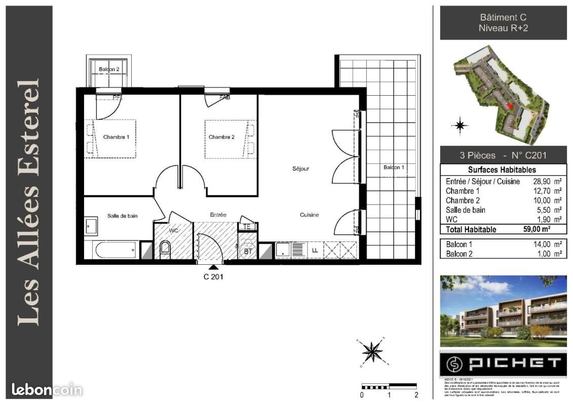 Appartement à louer, 61m², Fréjus