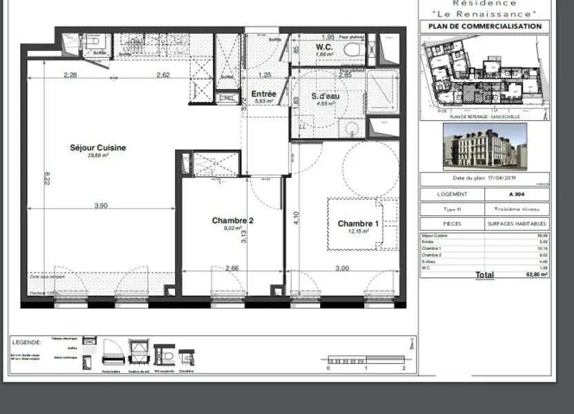 Appartement à louer, 68m², Tours