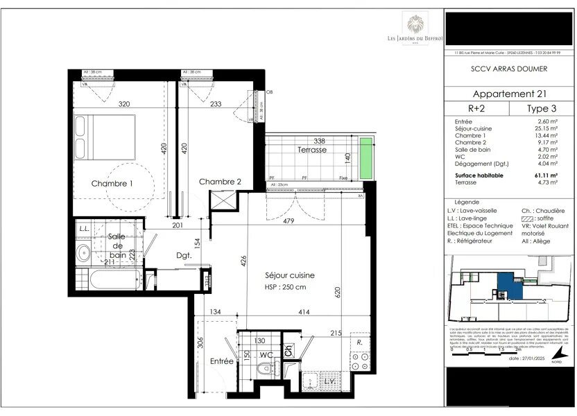 Appartement à vendre, 61m², Arras