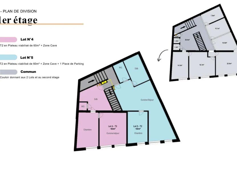 Appartement à vendre, 60m², Arras