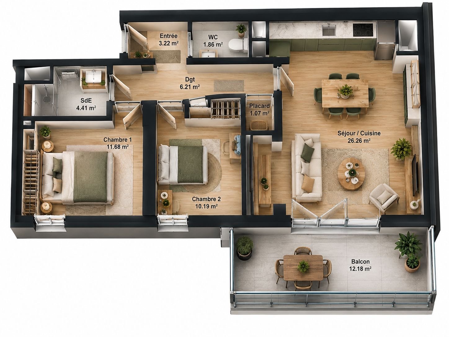 Appartement à vendre, 65m², Pau