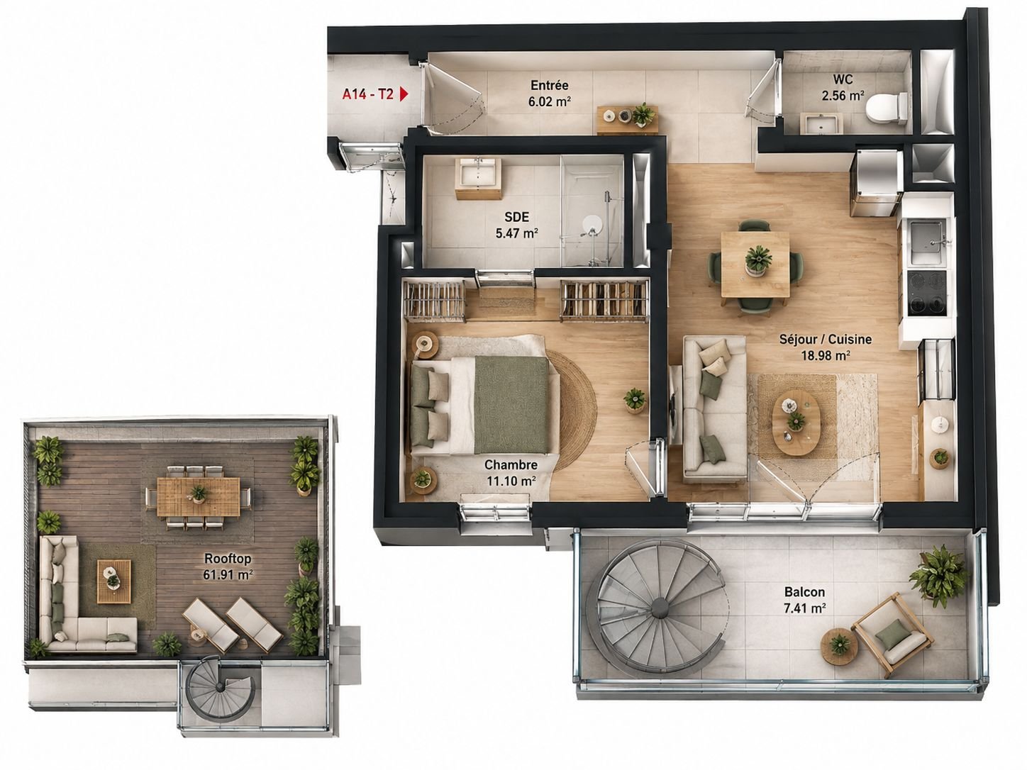 Appartement à vendre, 44m², Pau