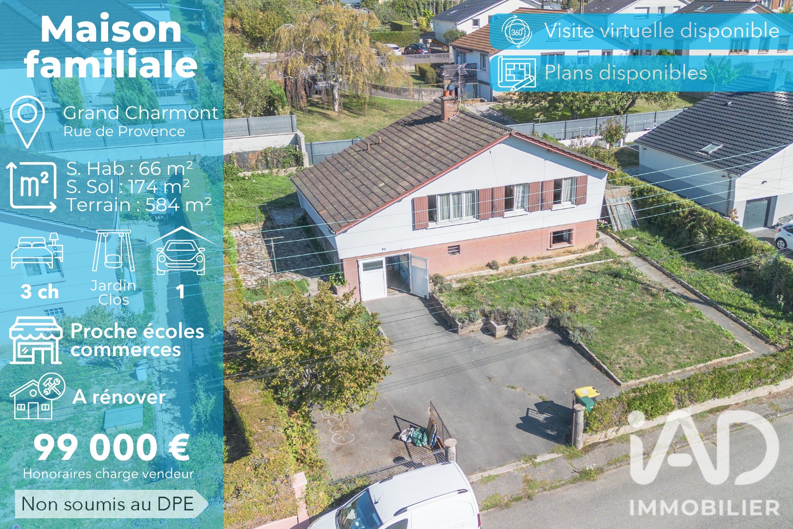 Maison à vendre, 66m², Grand-Charmont