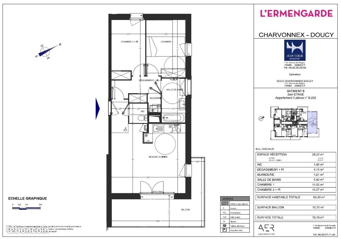 Appartement à louer, 64m², Charvonnex
