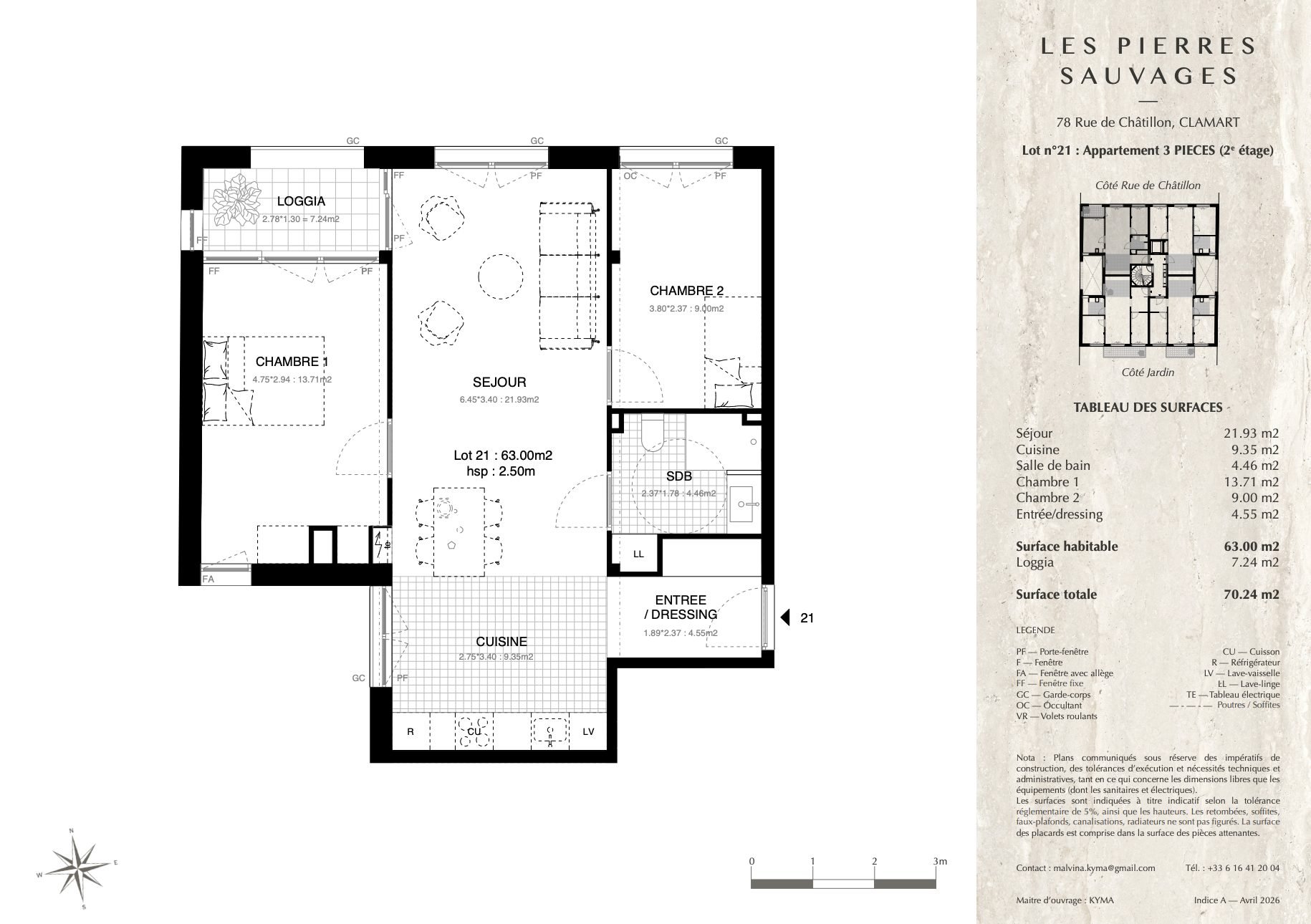 Appartement à vendre, 63m², Clamart