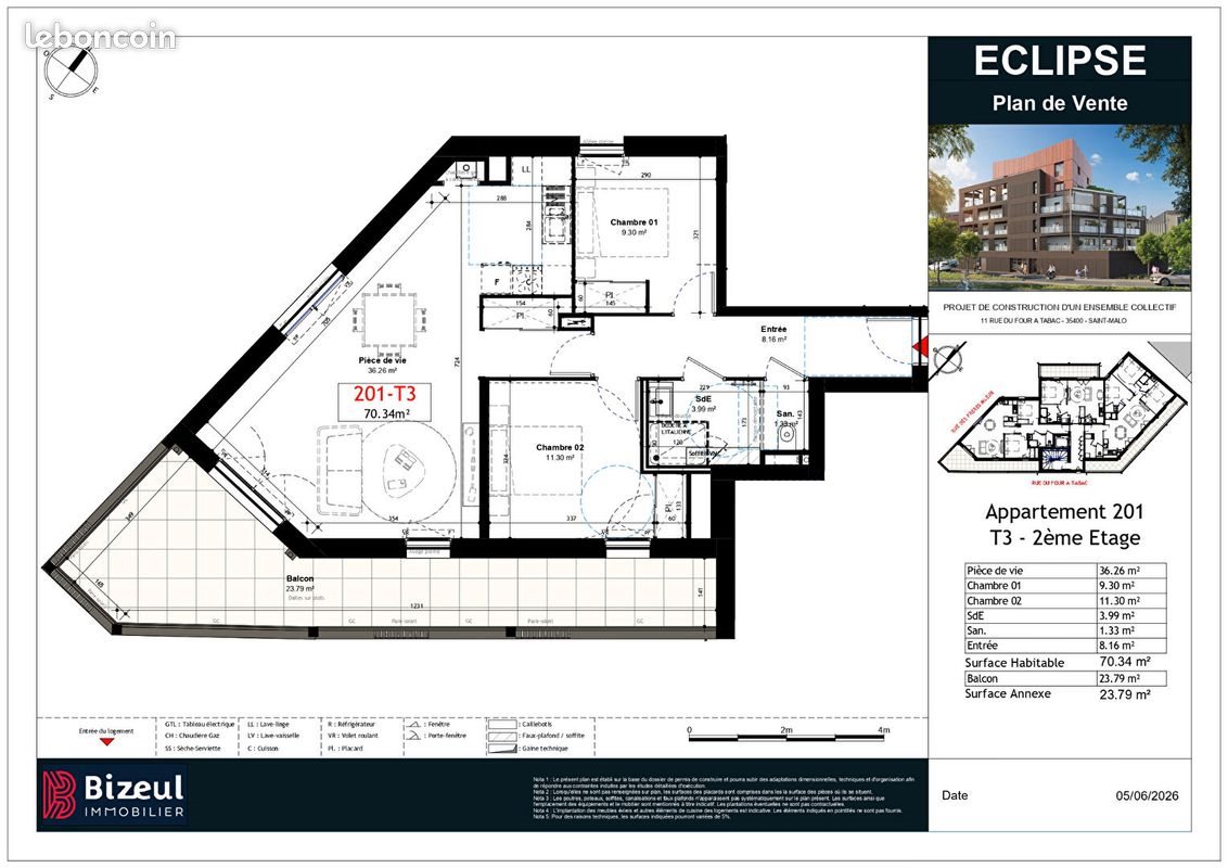 Appartement à vendre, 70m², Saint-Malo