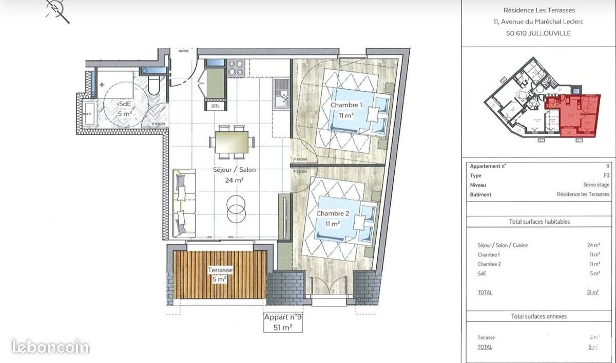 Appartement à vendre, 51m², Jullouville