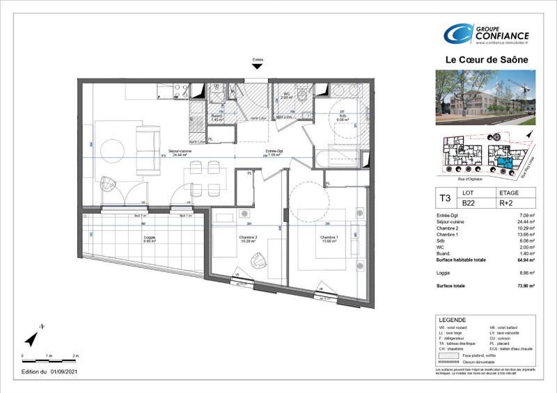 Appartement à louer, 64m², Neuville-sur-Saône