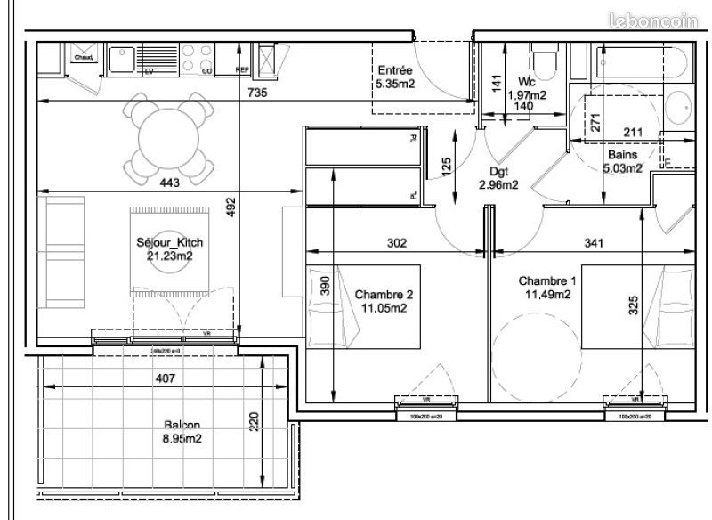 Appartement à louer, 59m², Neuville-sur-Saône