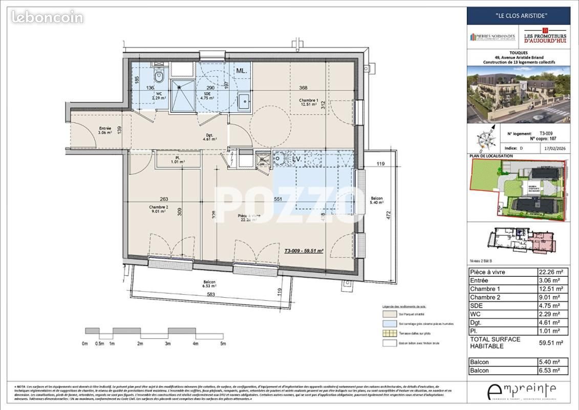 Appartement à vendre, 59m², Touques