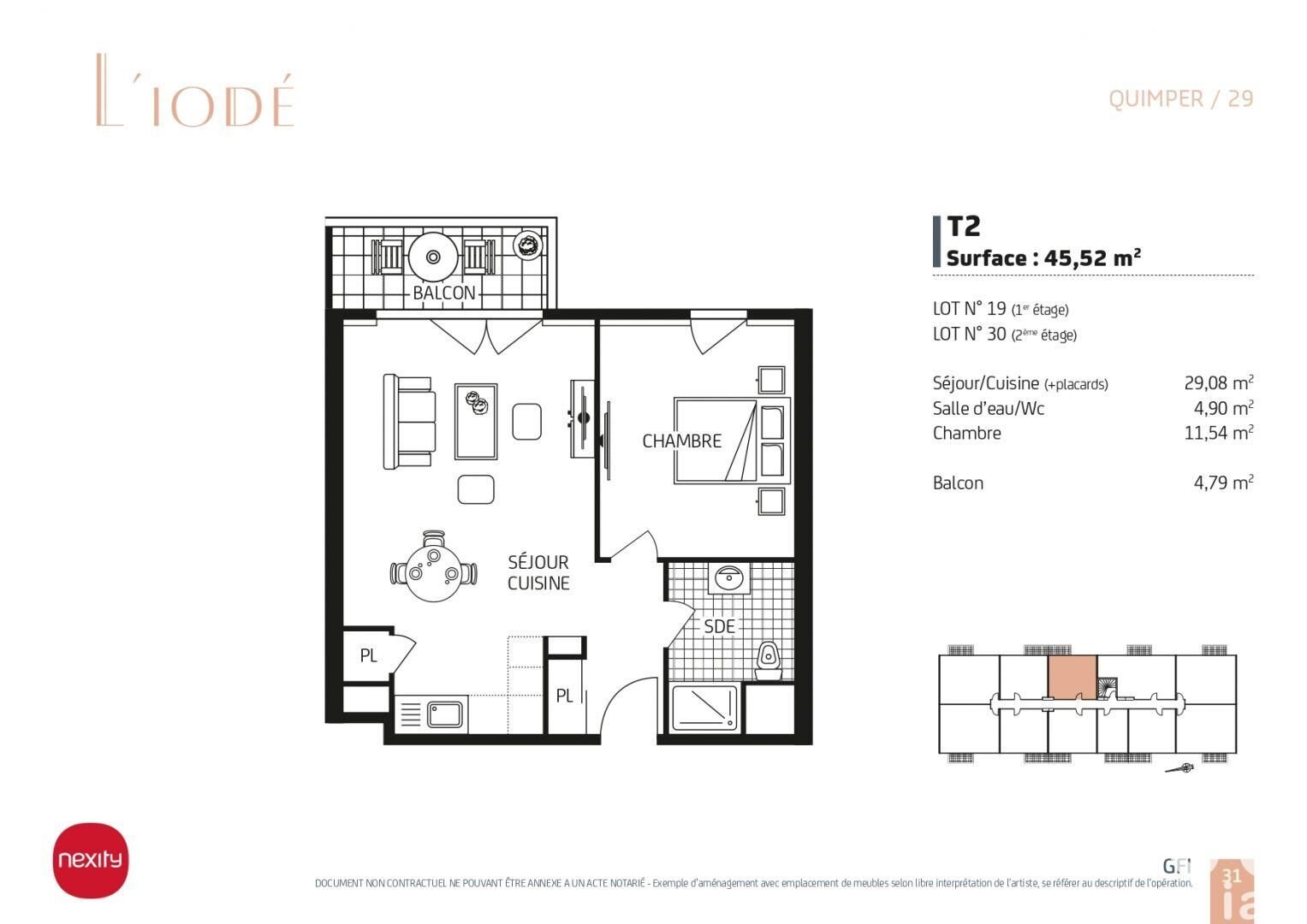 Appartement à vendre, 45m², Quimper