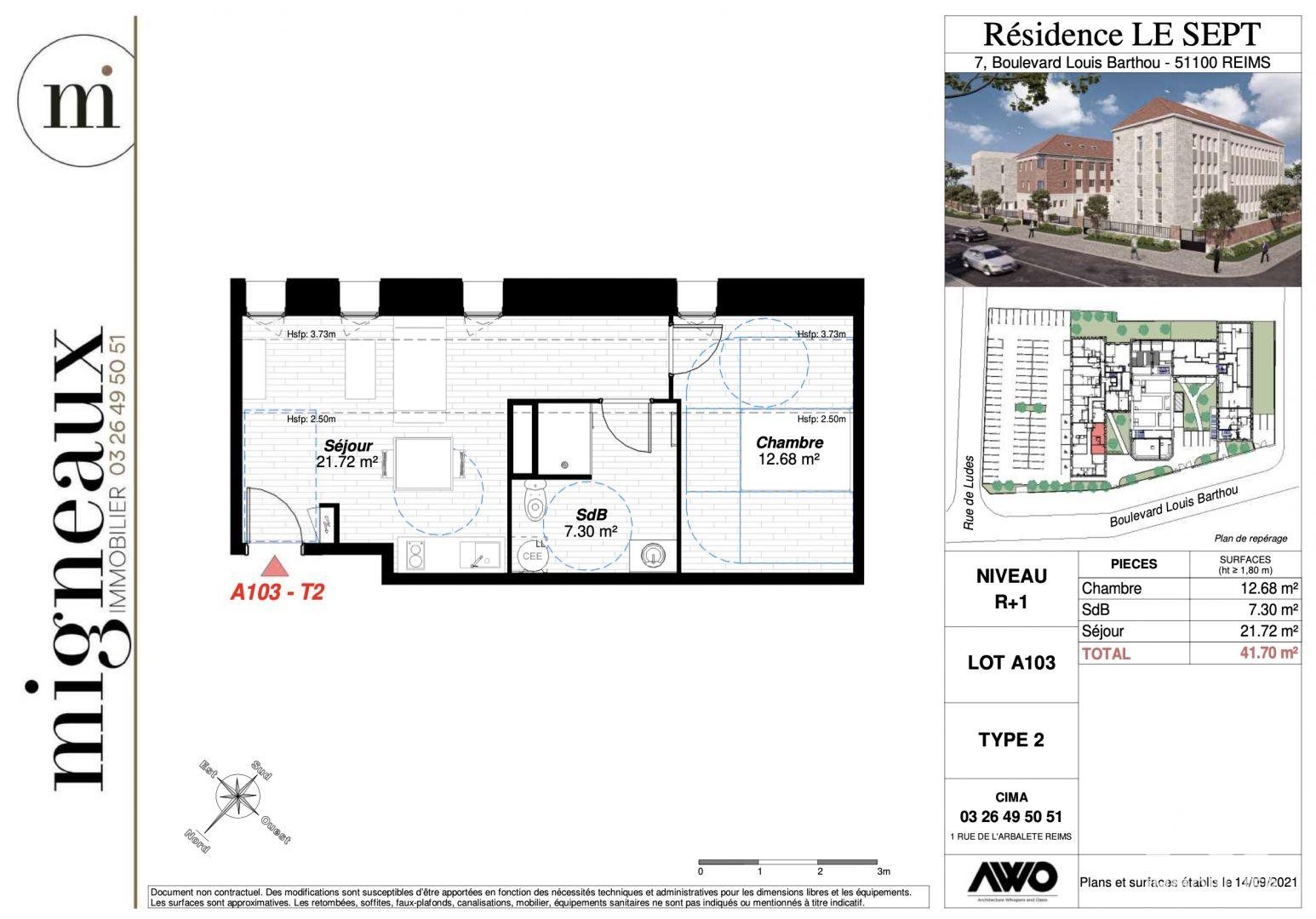 Appartement à louer, 42m², Reims