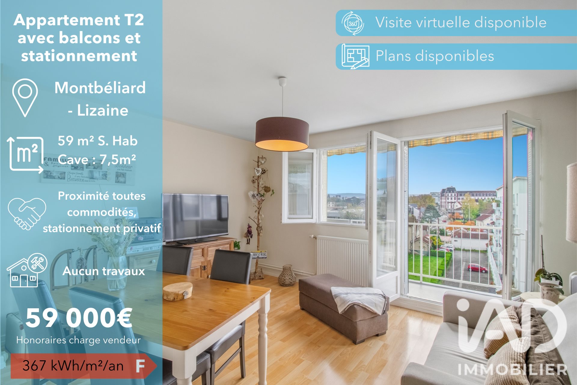 Appartement à vendre, 59m², Montbéliard