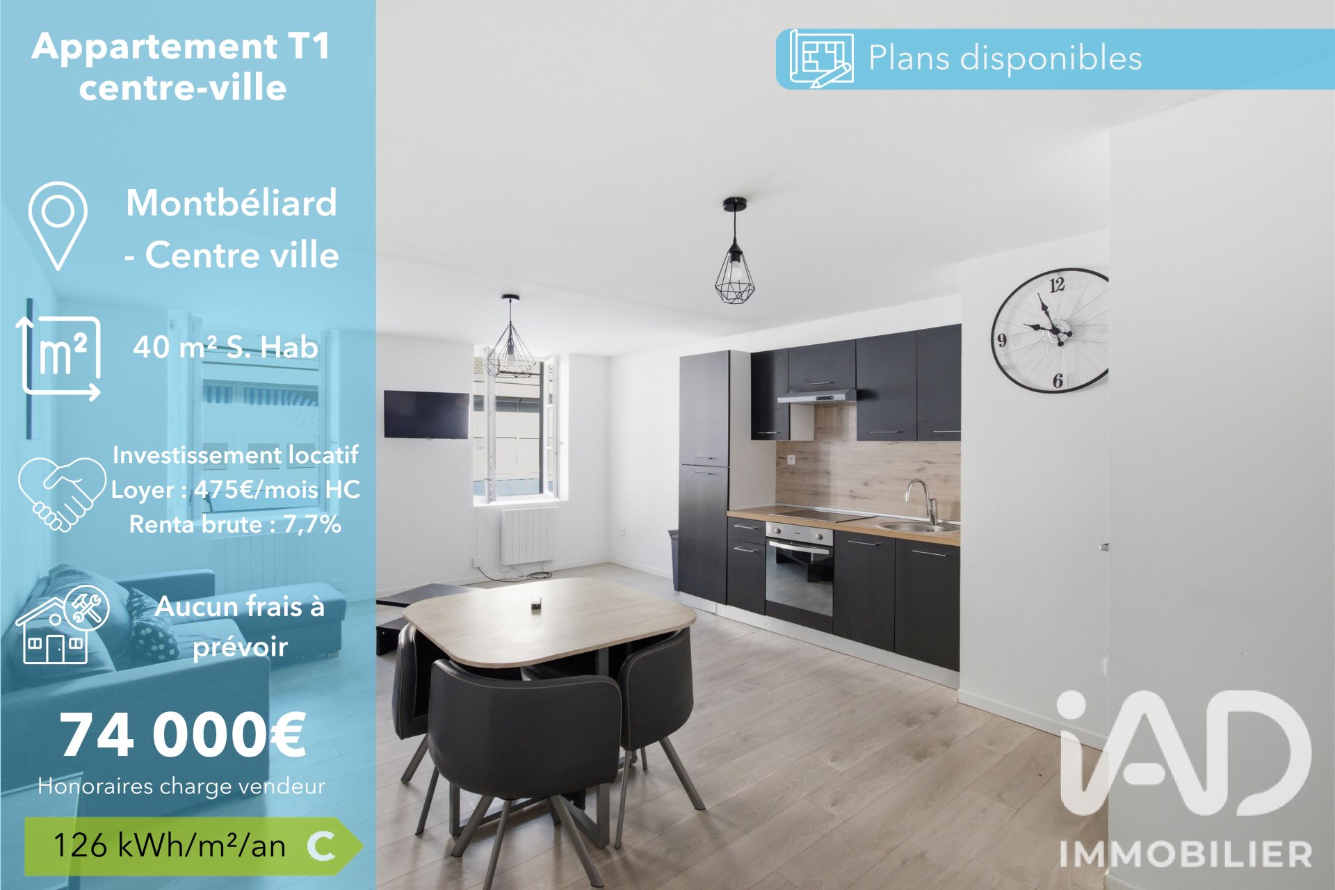Appartement à vendre, 40m², Montbéliard