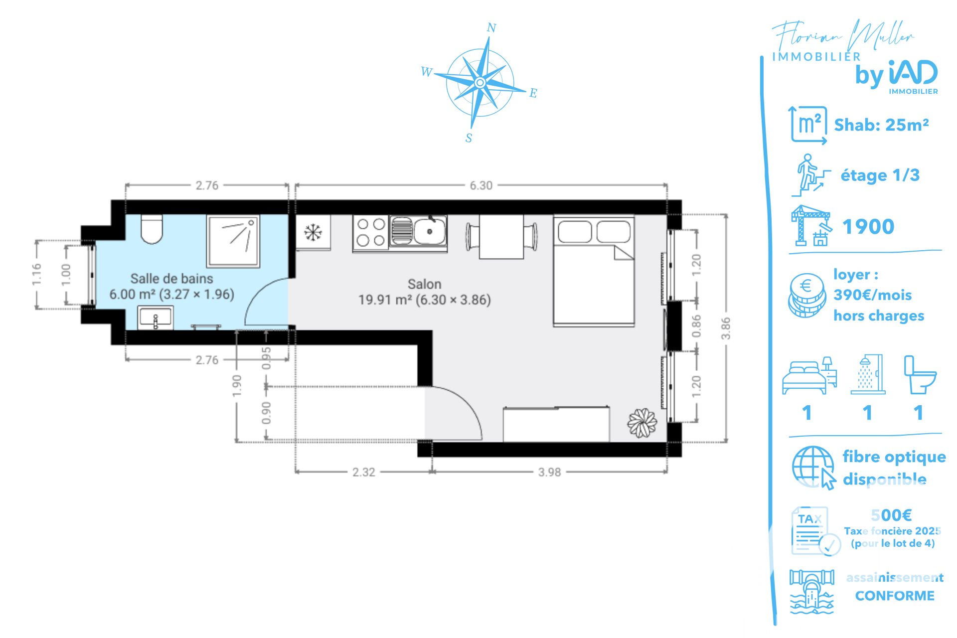 Appartement à vendre, 25m², Montbéliard