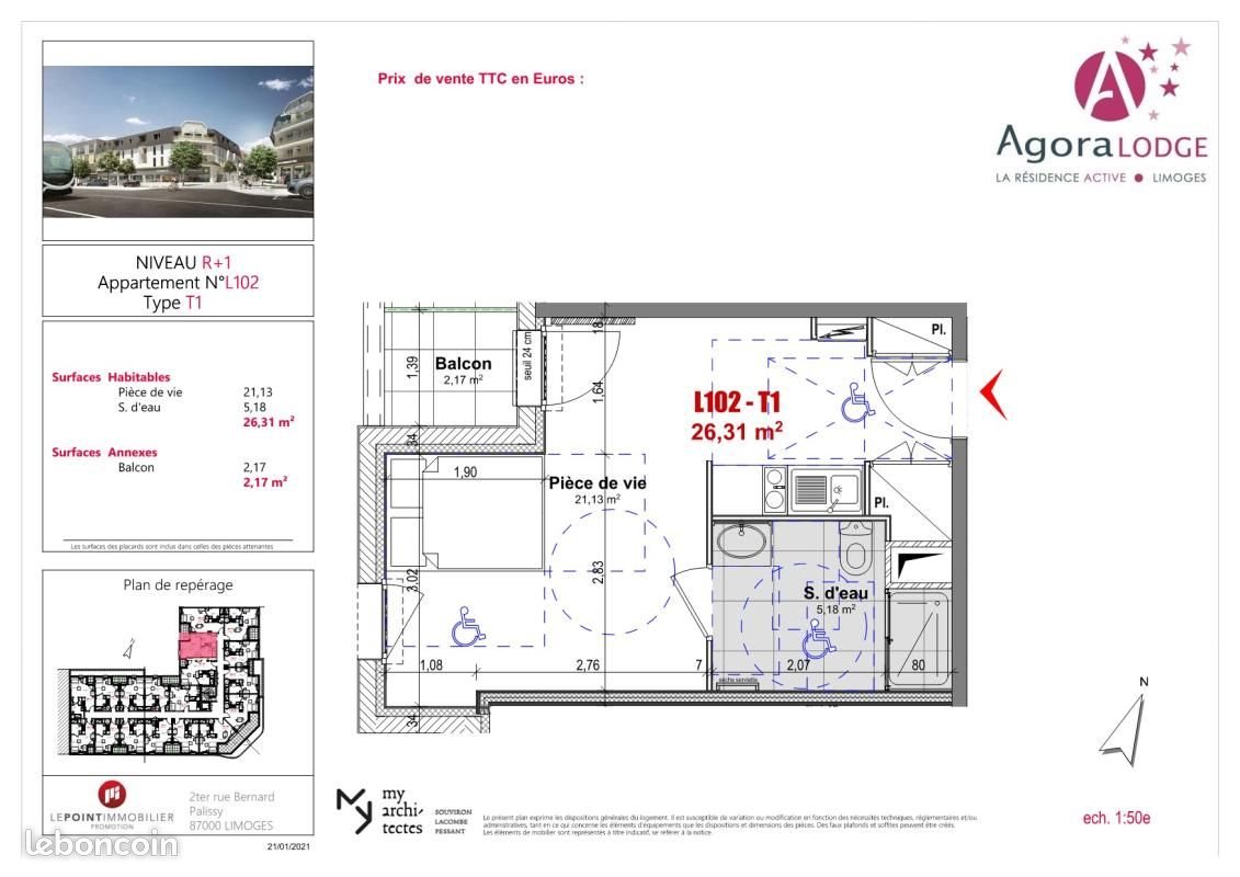 Appartement à louer, 26m², Limoges