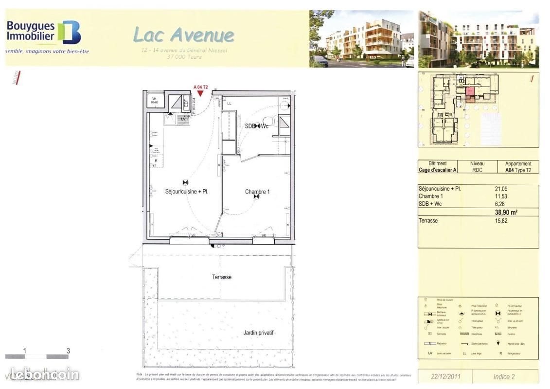 Appartement à louer, 38m², Tours