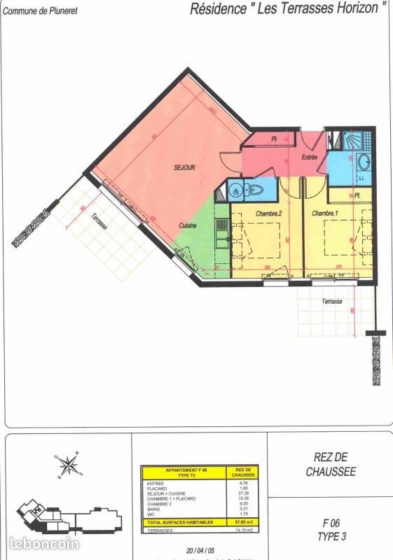 Appartement à louer, 57m², Pluneret