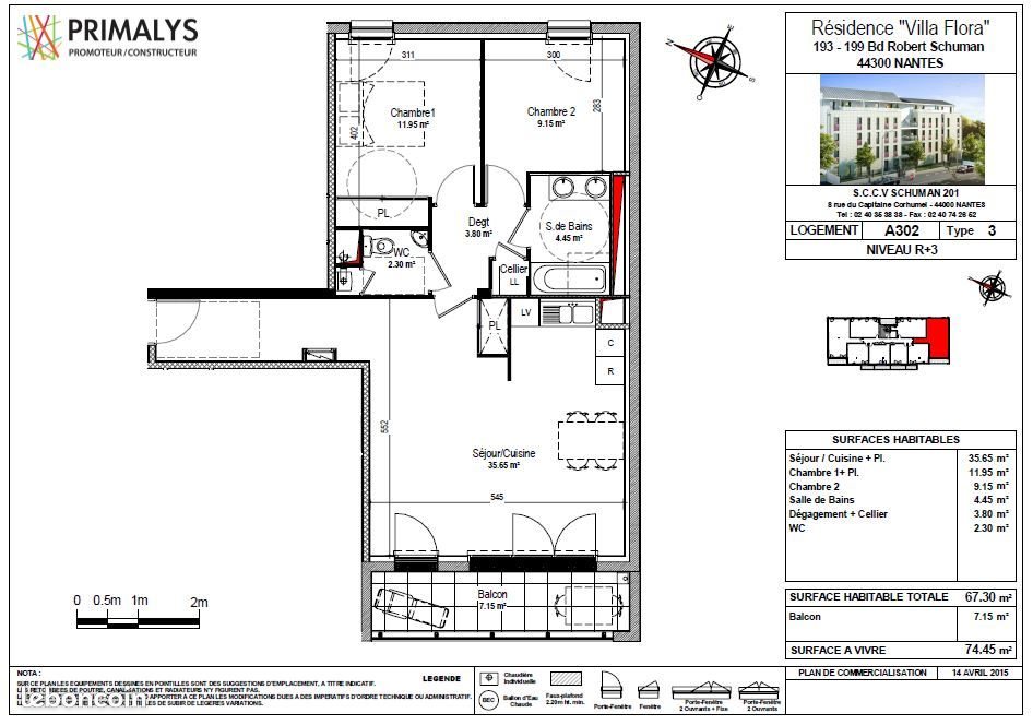 Appartement à louer, 67m², Nantes