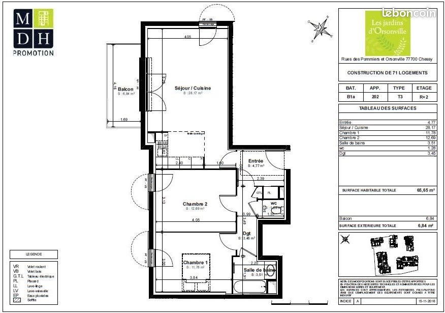 Appartement à louer, 65m², Chessy