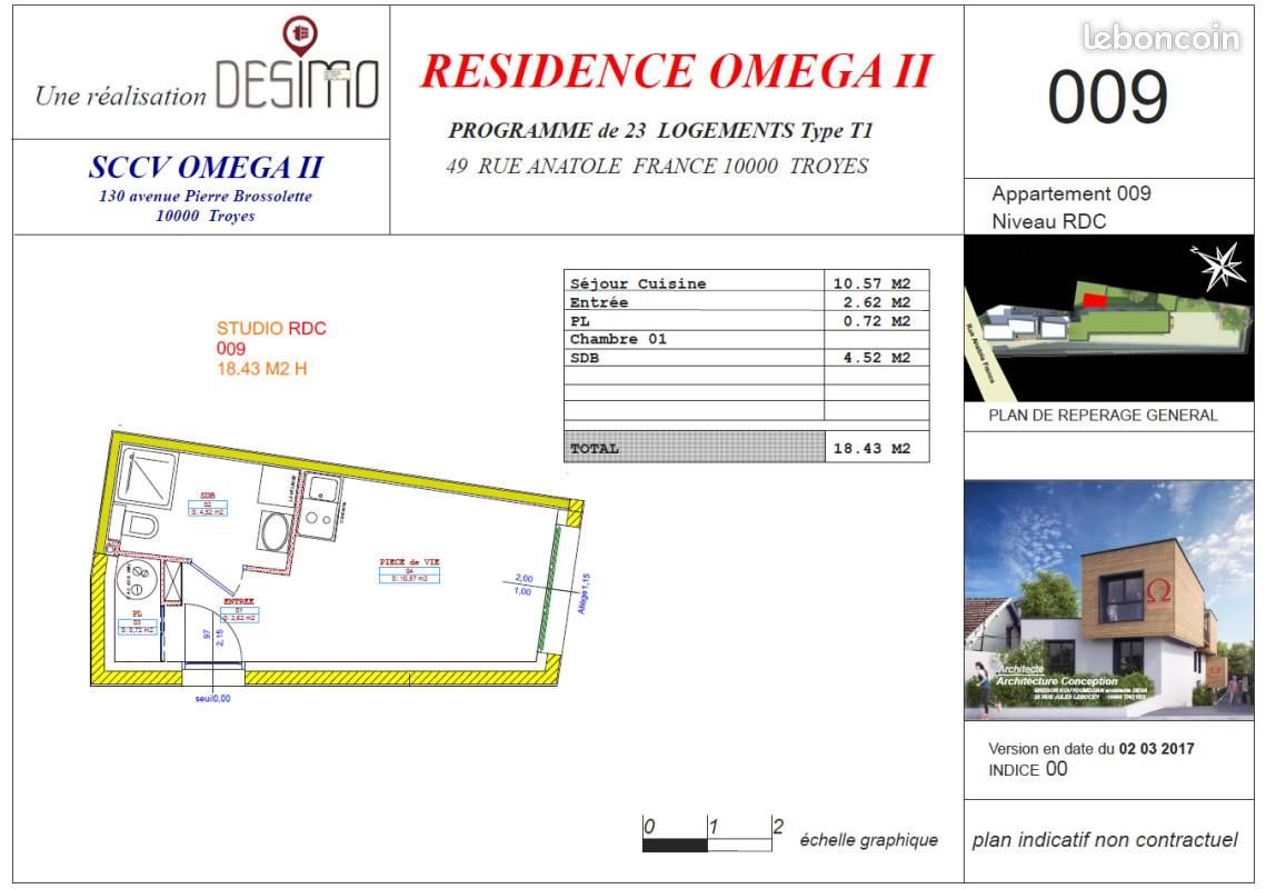 Appartement à louer, 18m², Troyes