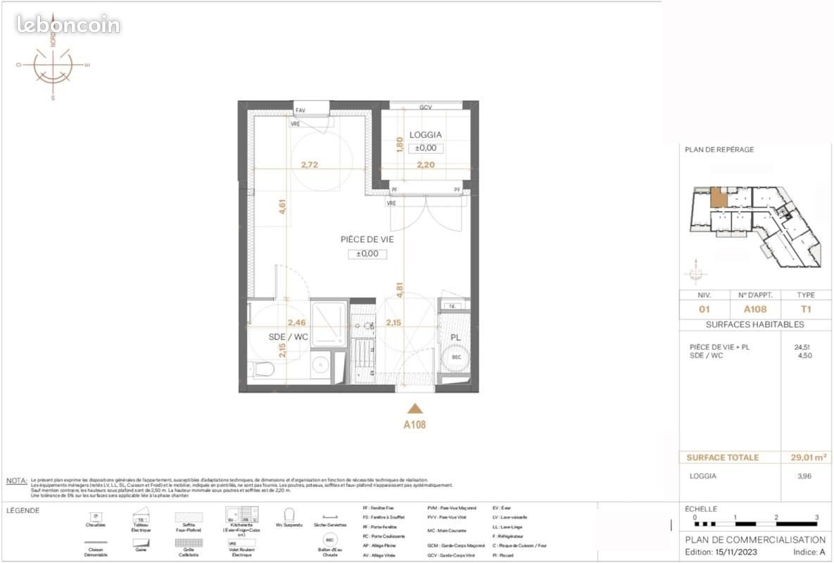 Appartement à louer, 29m², Saint-Sébastien-sur-Loire