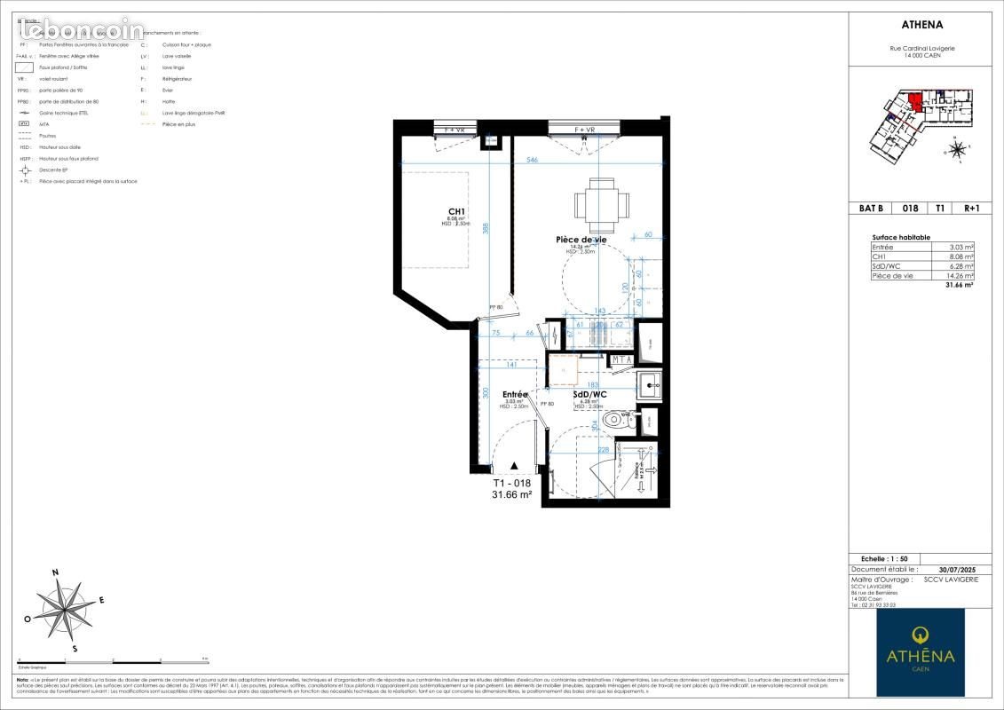 Appartement à louer, 32m², Caen
