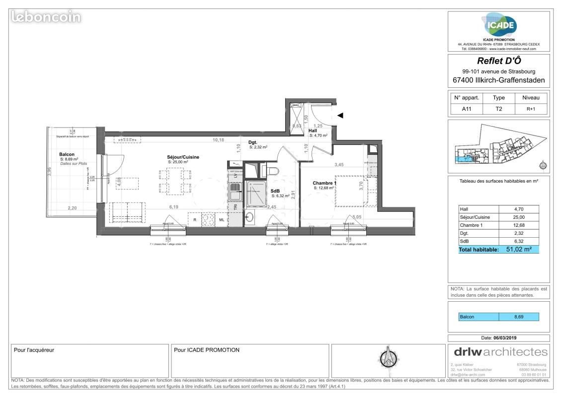 Appartement à louer, 51m², Illkirch-Graffenstaden