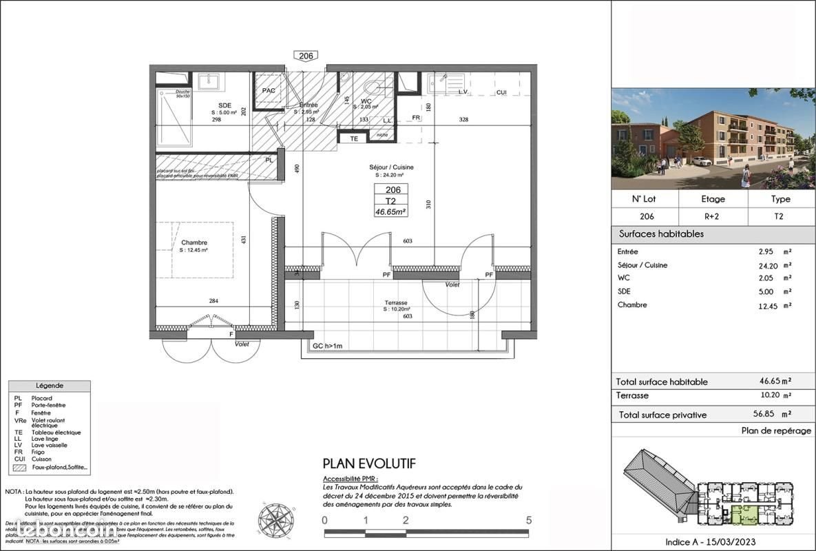 Appartement à louer, 46m², Sarrians