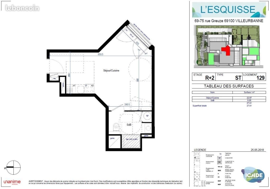 Appartement à louer, 27m², Villeurbanne